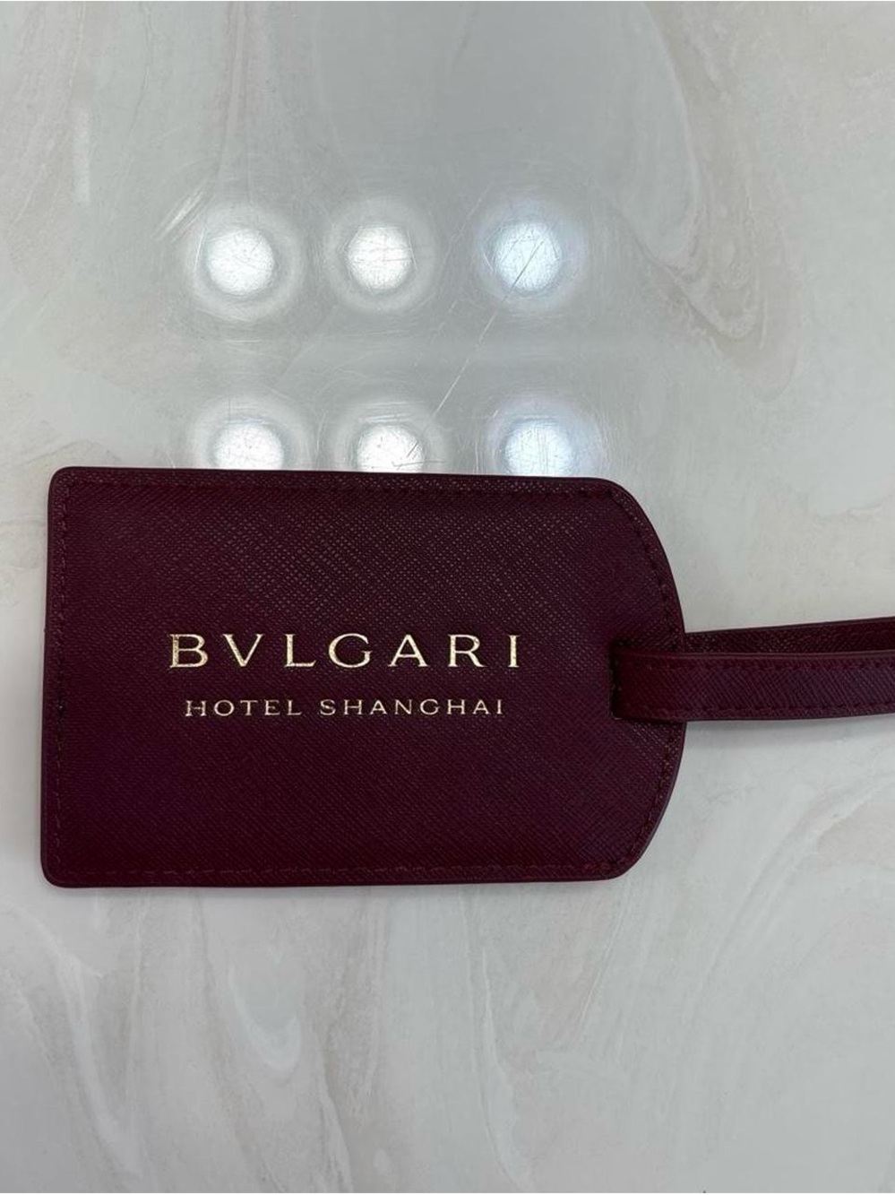 Never used : Bulgari Burgundy Luggage Tag - Hotel Shanghai